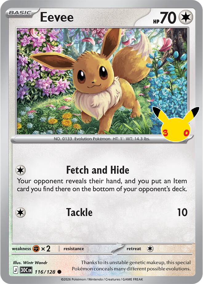 Eevee 116/128 (ME: 30th Celebration)  - Holofoil | Good Games Morley