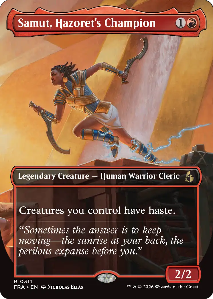 Samut, Hazoret's Champion 311 (Reality Fracture)  - Borderless Foil | Good Games Morley