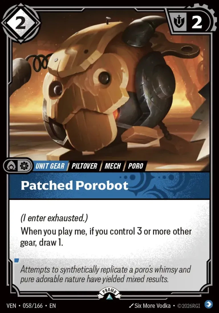 Patched Porobot 058/166 (Riftbound Organized Play Promotional Cards)  - Foil | Good Games Morley