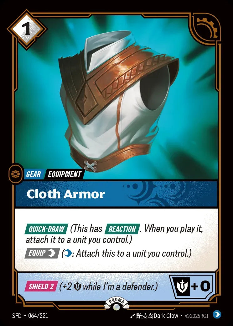 Cloth Armor 064/221 (Riftbound Organized Play Promotional Cards)  - Foil | Good Games Morley