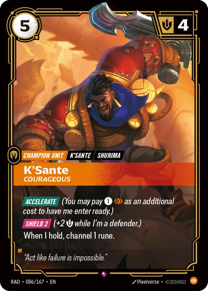 K'Sante - Courageous 086/167 (Radiance)  - Foil | Good Games Morley
