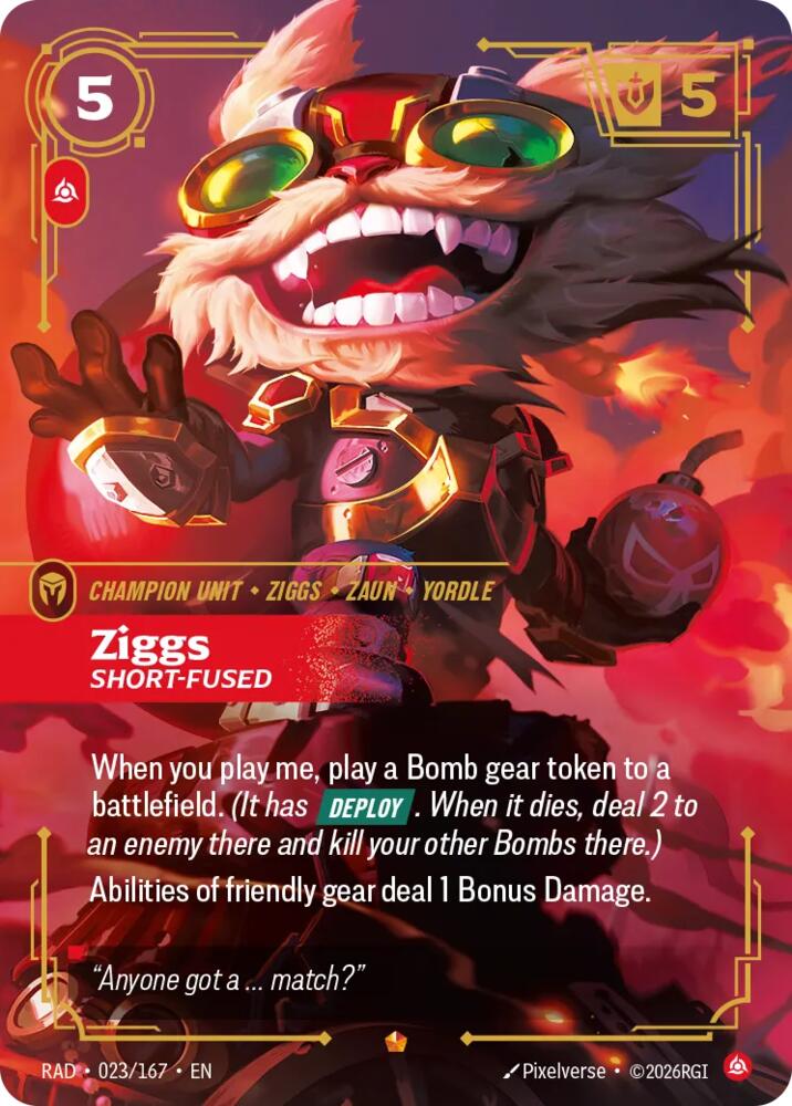 Ziggs - Short Fused 023/167 (Radiance)  - Foil | Good Games Morley