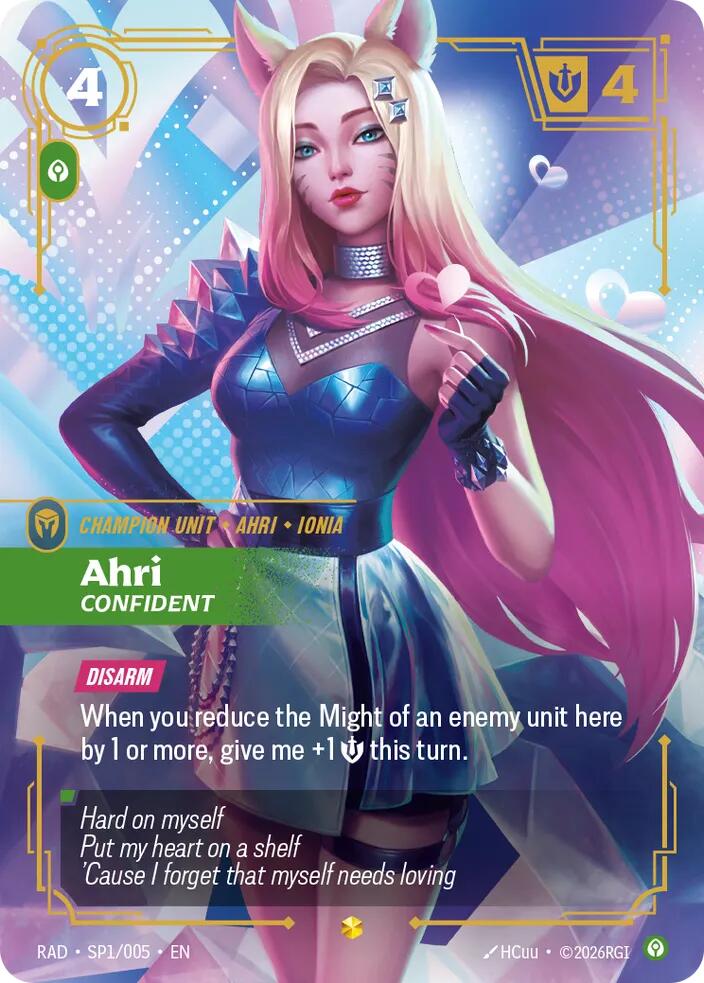 Ahri - Confident (K/DA) SP1/005 (Radiance)  - Foil | Good Games Morley