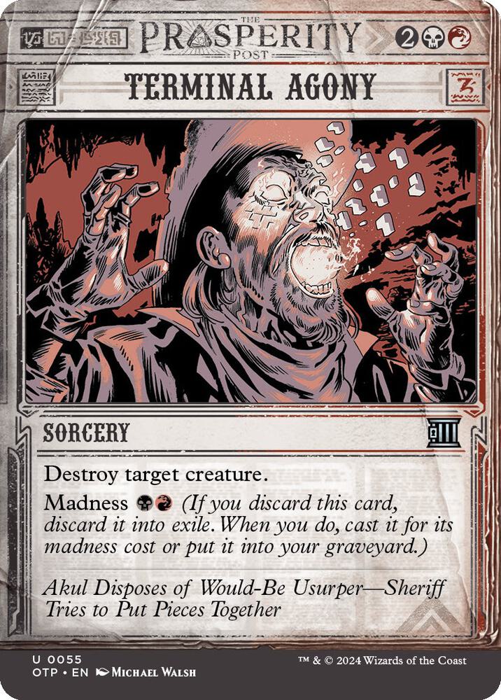 Terminal Agony 55/65 (Outlaws of Thunder Junction: Breaking News)  - Showcase Foil | Good Games Morley