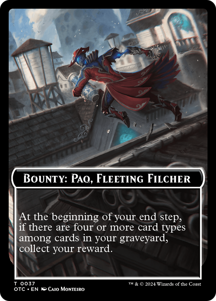 Bounty: Paq, Fleeting Filcher // Bounty Rules Double-Sided Token [Outlaws of Thunder Junction Commander Tokens] | Good Games Morley