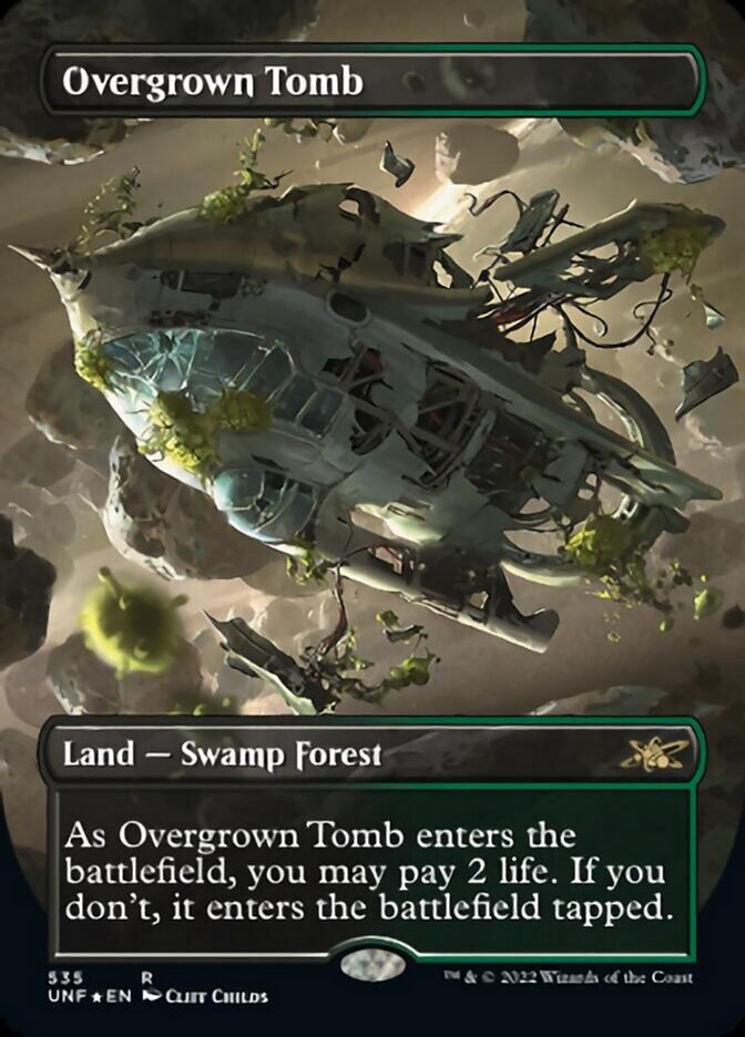 Overgrown Tomb (Borderless) (Galaxy Foil) [Unfinity] | Good Games Morley