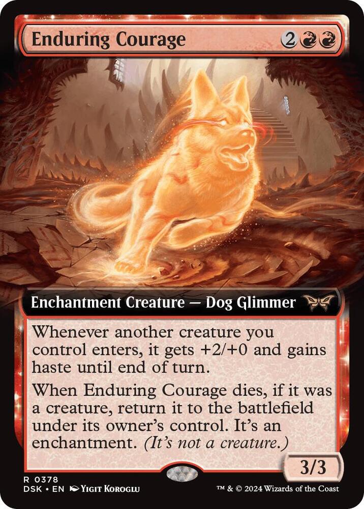 Enduring Courage 378 (Duskmourn: House of Horror)  - Extended Art Foil | Good Games Morley