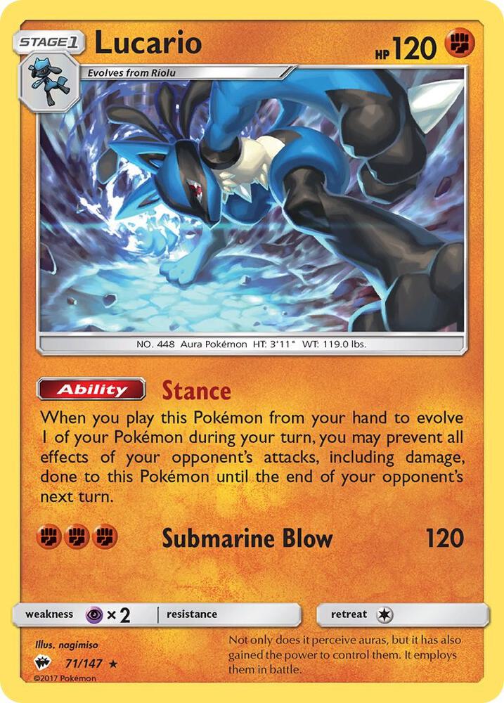 Lucario 71/147 (SM - Burning Shadows)  - Holofoil | Good Games Morley
