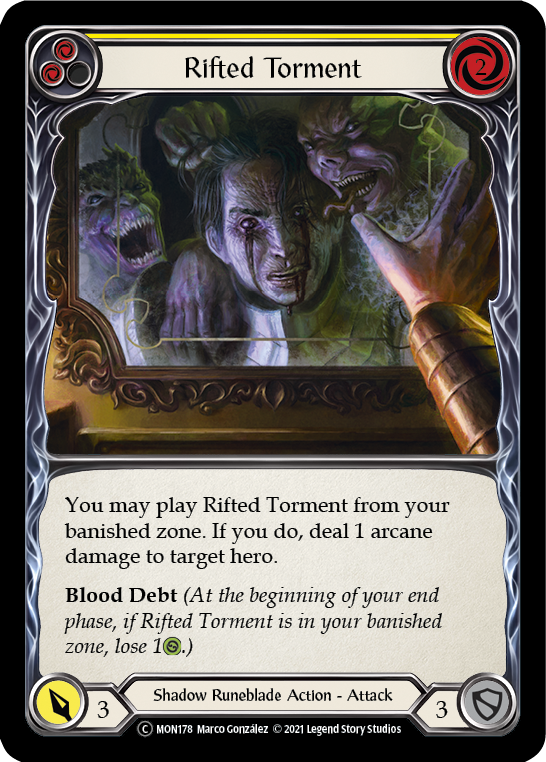 Rifted Torment (Yellow) [U-MON178-RF] (Monarch Unlimited)  Unlimited Rainbow Foil | Good Games Morley