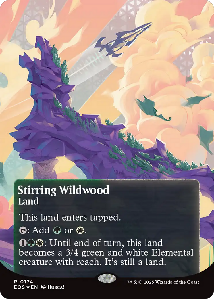 Stirring Wildwood (0174) (Borderless) (Galaxy Foil) [Edge of Eternities: Stellar Sights] | Good Games Morley