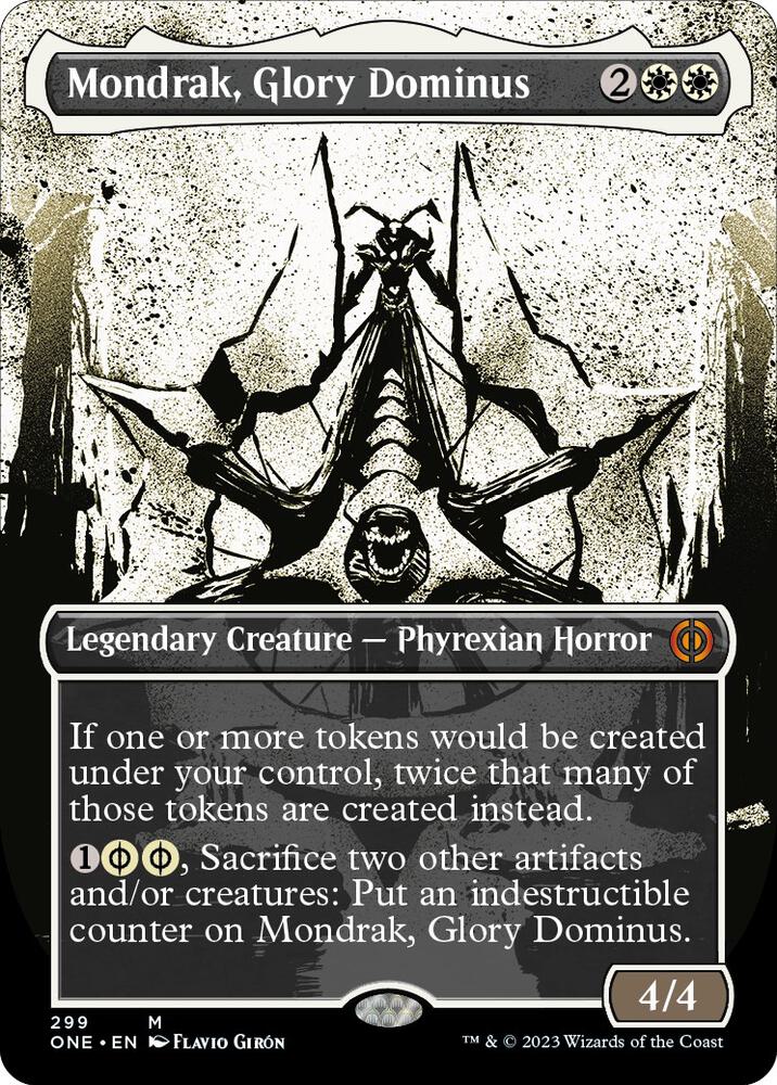 Mondrak, Glory Dominus 299 (Phyrexia: All Will Be One)  - Borderless Foil | Good Games Morley