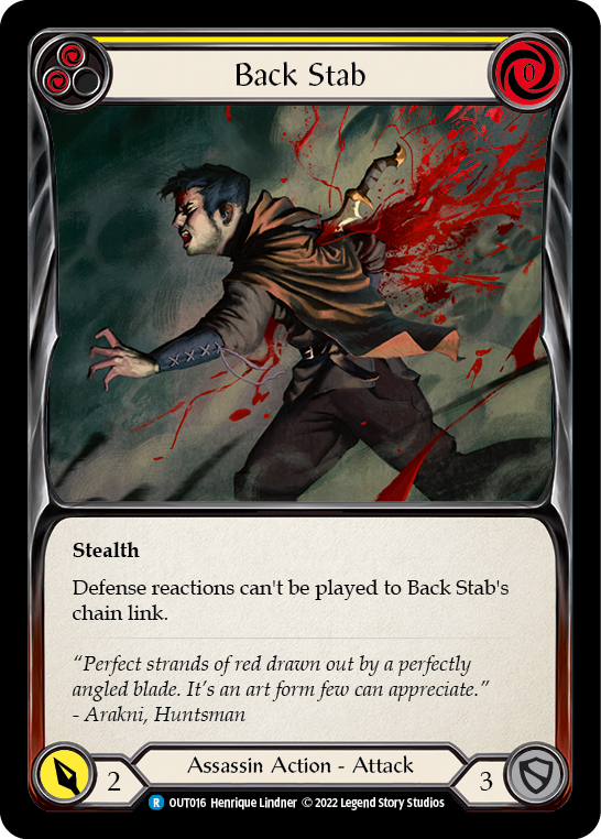 Back Stab (Yellow) [OUT016] (Outsiders)  Rainbow Foil | Good Games Morley