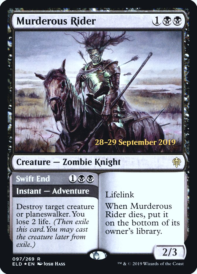 Murderous Rider // Swift End [Throne of Eldraine Prerelease Promos] | Good Games Morley