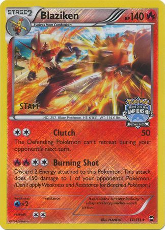 Blaziken (14/111) (Staff National Championship Promo) [XY: Furious Fists] | Good Games Morley