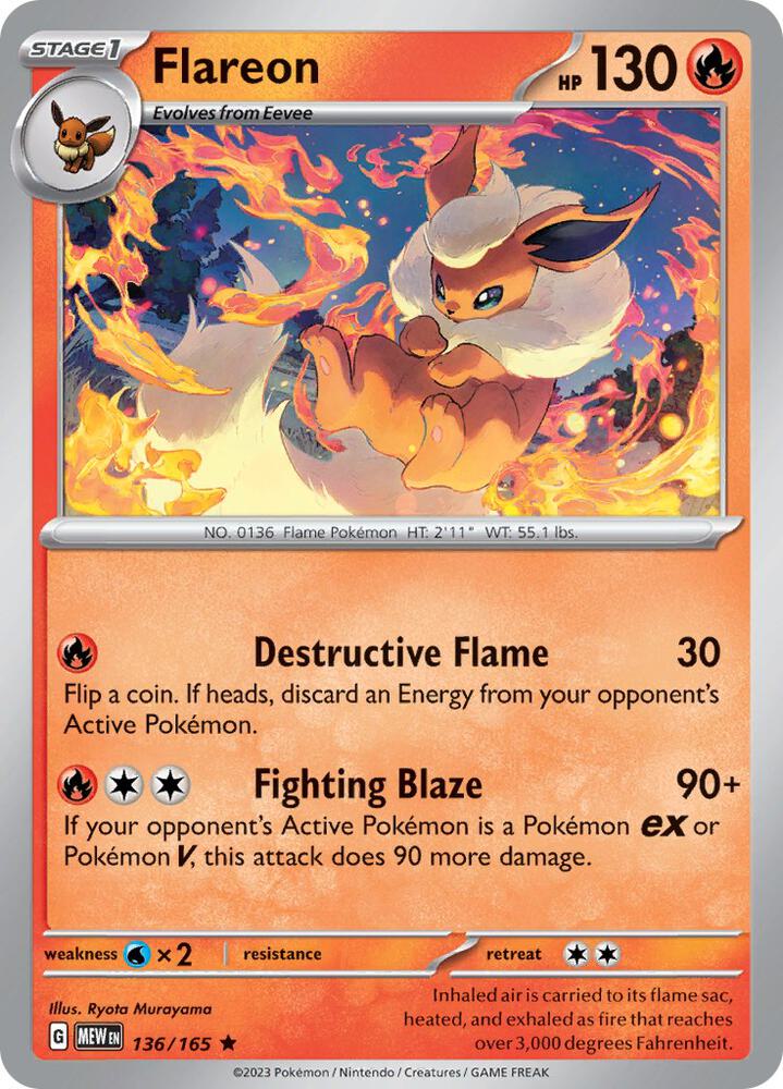 Flareon 136/165 (SV: Scarlet & Violet 151)  - Holofoil | Good Games Morley