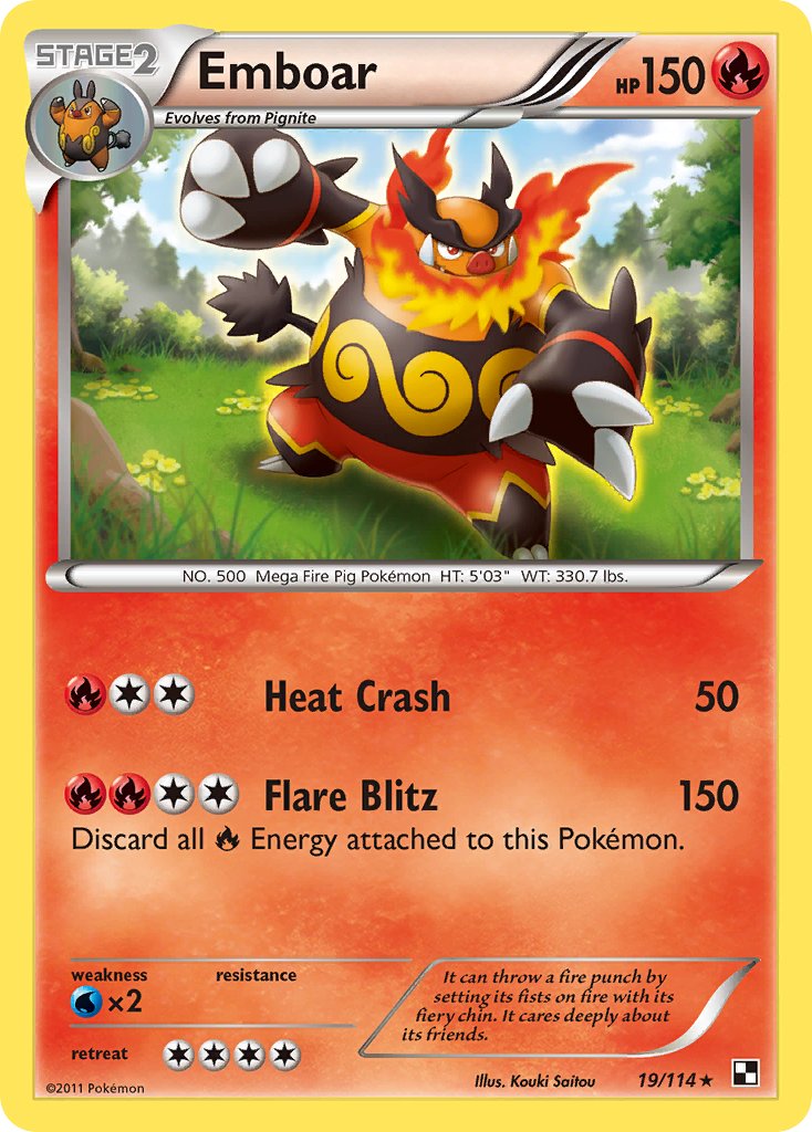 Emboar (19/114) (Cracked Ice Holo) (Theme Deck Exclusive) [Black & White: Base Set] | Good Games Morley