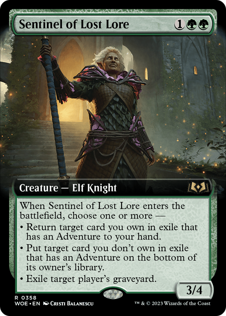 Sentinel of Lost Lore (Extended Art) [Wilds of Eldraine] | Good Games Morley