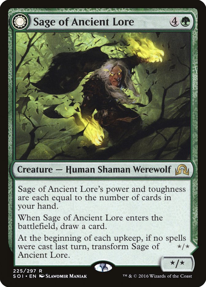 Sage of Ancient Lore // Werewolf of Ancient Hunger 225 (Shadows over Innistrad)  | Good Games Morley