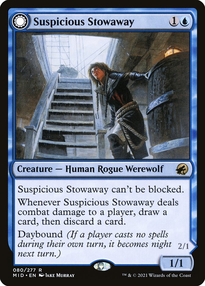 Suspicious Stowaway // Seafaring Werewolf 80/277 (Innistrad: Midnight Hunt)  | Good Games Morley