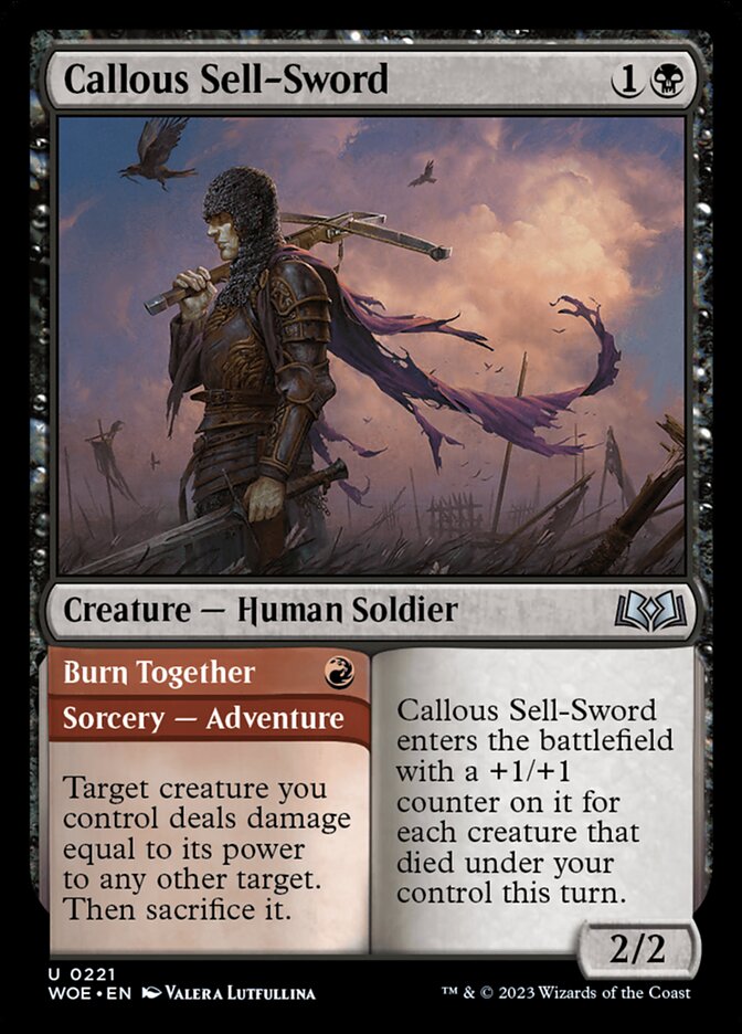 Callous Sell-Sword // Burn Together 221 (Wilds of Eldraine)  - Foil | Good Games Morley