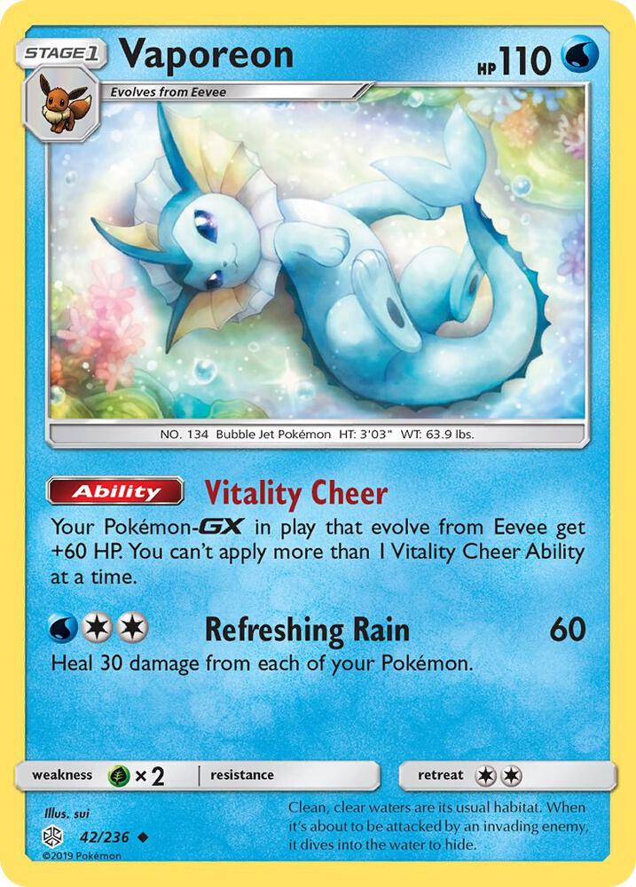 Vaporeon 042/236 (SM - Cosmic Eclipse)  | Good Games Morley