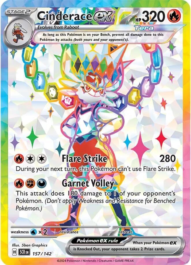 Cinderace ex 157/142 (SV07: Stellar Crown)  - Holofoil | Good Games Morley