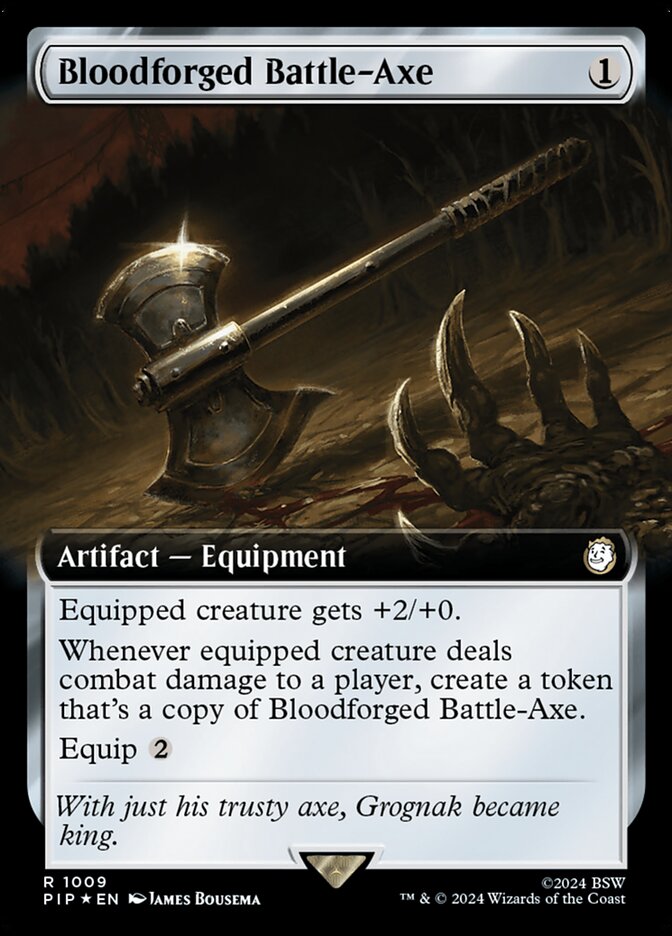 Bloodforged Battle-Axe 1009/326 (Universes Beyond: Fallout)  - Extended Art Surge Foil | Good Games Morley