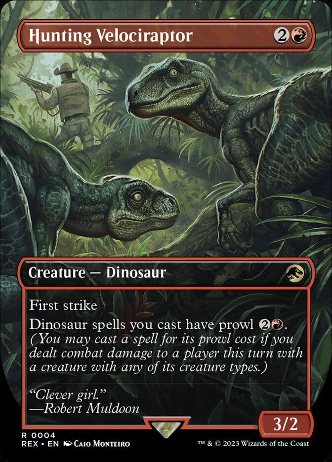 Hunting Velociraptor 4/26 (Universes Beyond: Jurassic World Collection)  - Borderless Foil | Good Games Morley