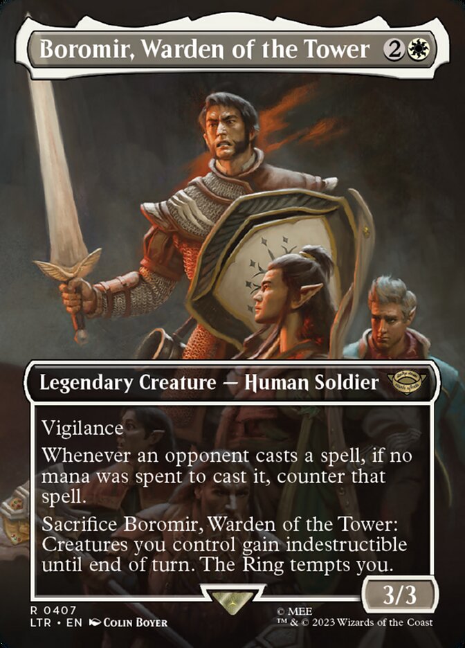Boromir, Warden of the Tower 407/281 (Universes Beyond: The Lord of the Rings: Tales of Middle-earth)  - Borderless | Good Games Morley