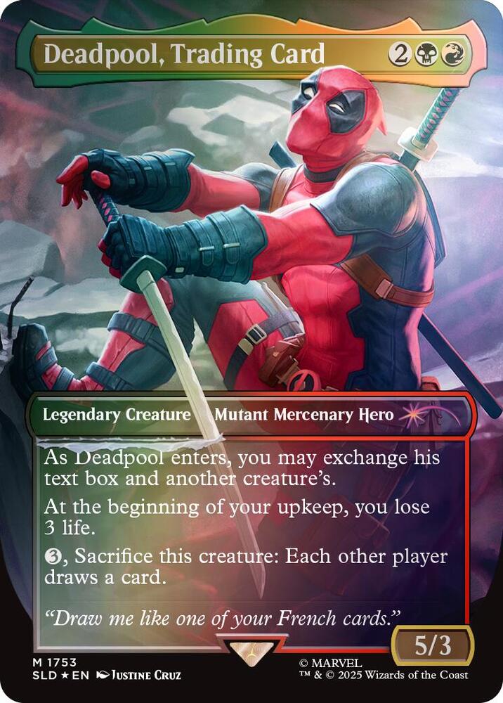 Deadpool, Trading Card 1753 (Secret Lair Drop Series)  - Borderless Rainbow Foil | Good Games Morley