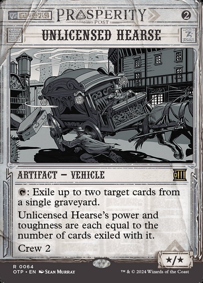 Unlicensed Hearse 64/65 (Outlaws of Thunder Junction: Breaking News)  - Showcase Foil | Good Games Morley