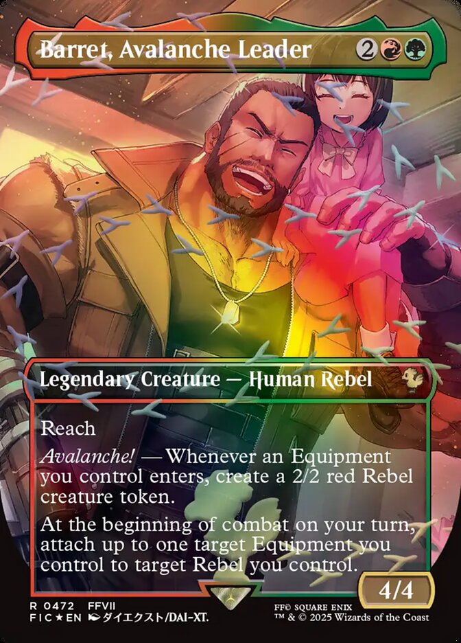 Barret, Avalanche Leader 472 (Commander: FINAL FANTASY)  - Borderless Chocobo Track Foil | Good Games Morley
