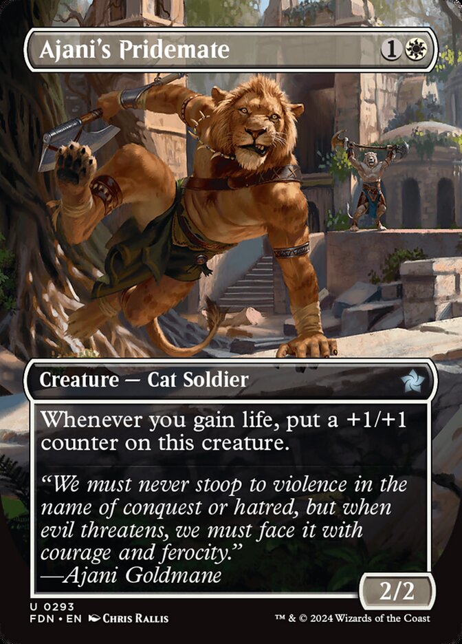 Ajani's Pridemate 293/291 (Foundations)  - Borderless Foil | Good Games Morley