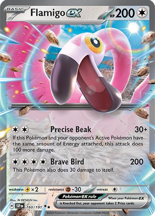 Flamigo ex 160/191 (SV08: Surging Sparks)  - Holofoil | Good Games Morley