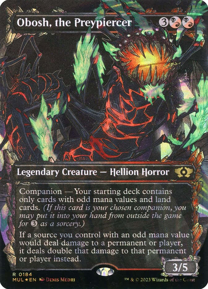 Obosh, the Preypiercer 184/65 (March of the Machine: Multiverse Legends)  - Borderless Halo Foil | Good Games Morley