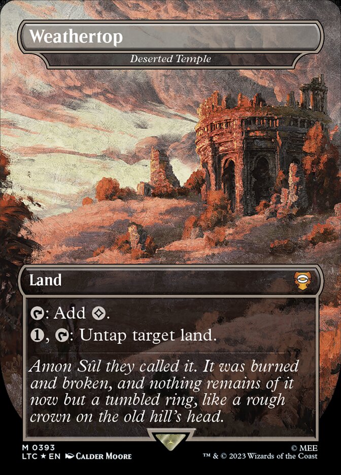 Weathertop Deserted Temple Borderless Surge Foil 393 (Commander: The Lord of the Rings: Tales of Middle-earth)  - Borderless Foil | Good Games Morley