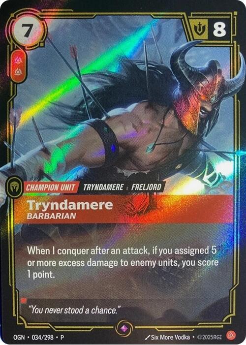 Tryndamere Barbarian 034/298 (Riftbound Organized Play Promotional Cards)  - Foil | Good Games Morley