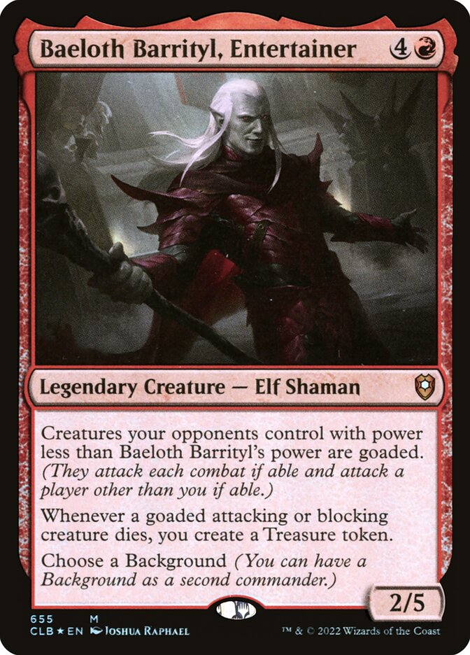 Baeloth Barrityl Entertainer 655 (Commander Legends: Battle for Baldur's Gate)  - Foil | Good Games Morley
