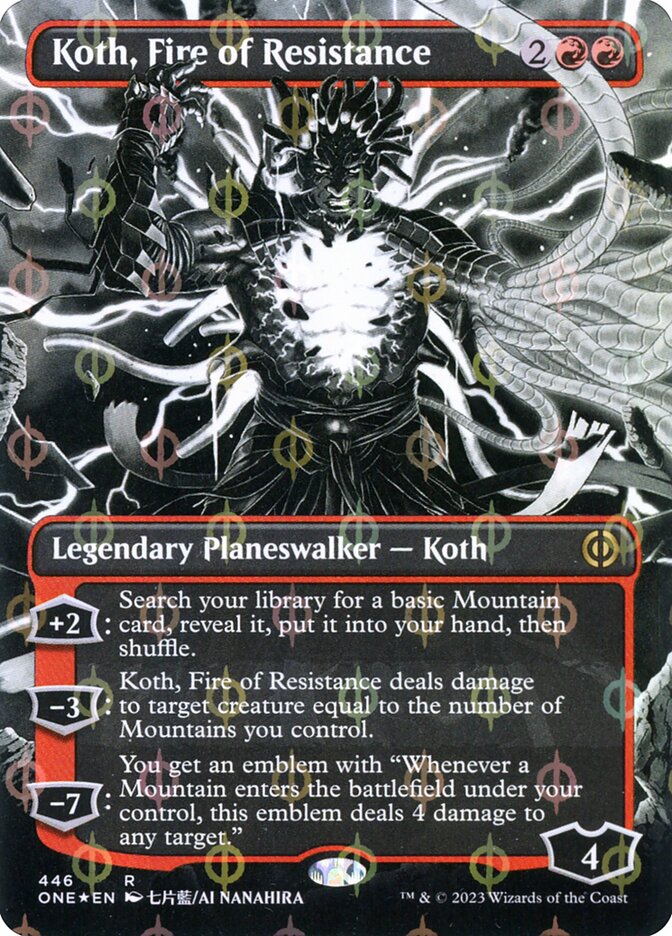 Koth, Fire of Resistance 446/271 (Phyrexia: All Will Be One)  - Borderless Compleat Foil | Good Games Morley