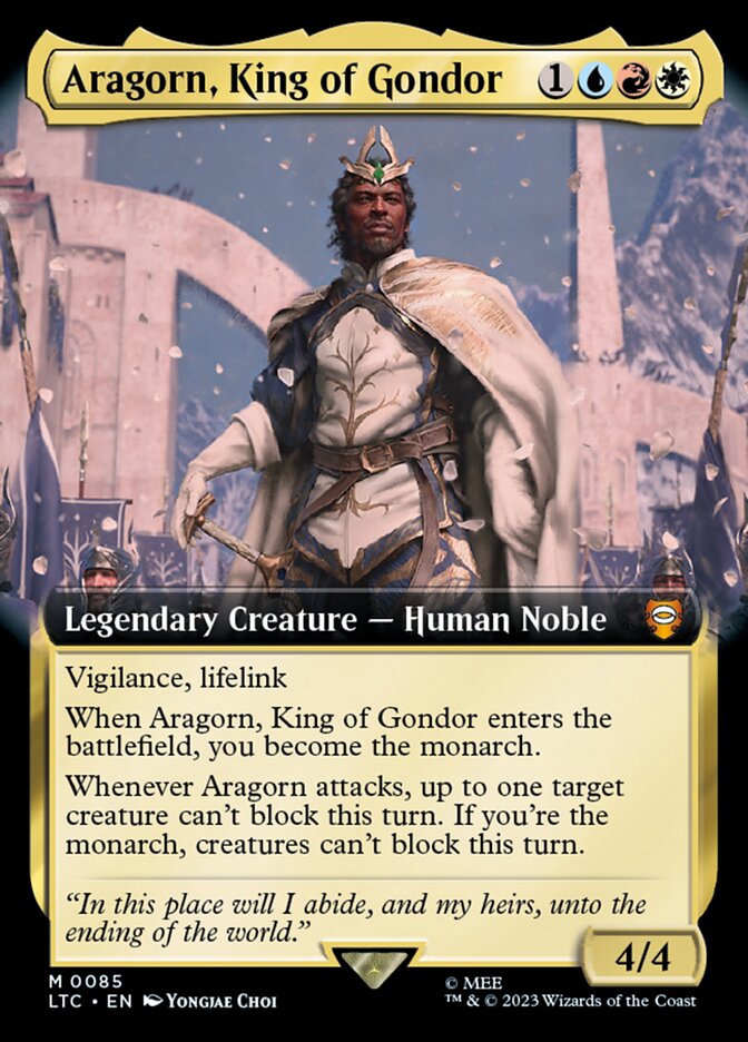 Aragorn, King of Gondor 85 (Commander: The Lord of the Rings: Tales of Middle-earth)  - Extended Art Foil | Good Games Morley