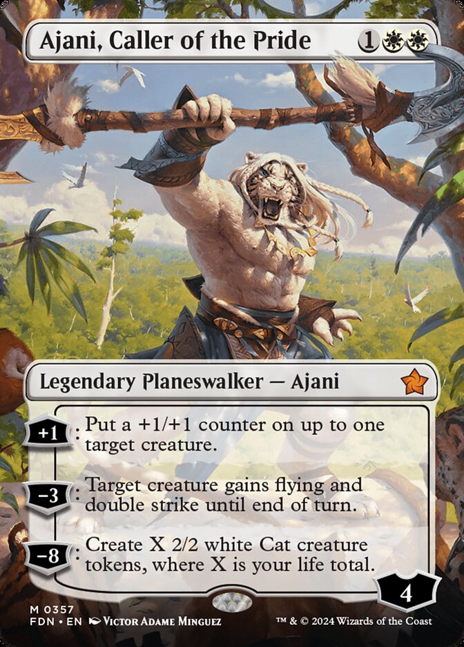 Ajani, Caller of the Pride 357/291 (Foundations)  - Borderless Foil | Good Games Morley