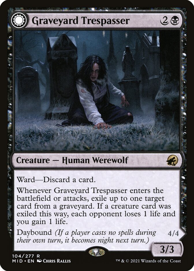 Graveyard Trespasser // Graveyard Glutton 104/277 (Innistrad: Midnight Hunt)  - Foil | Good Games Morley