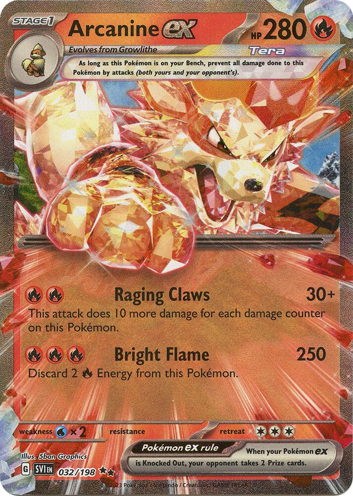 Arcanine ex 032/198 (SV01: Scarlet & Violet Base Set)  - Holofoil | Good Games Morley