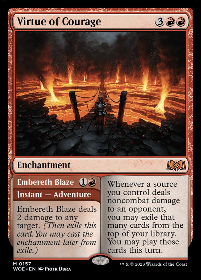 Virtue of Courage // Embereth Blaze 157/276 (Wilds of Eldraine)  | Good Games Morley