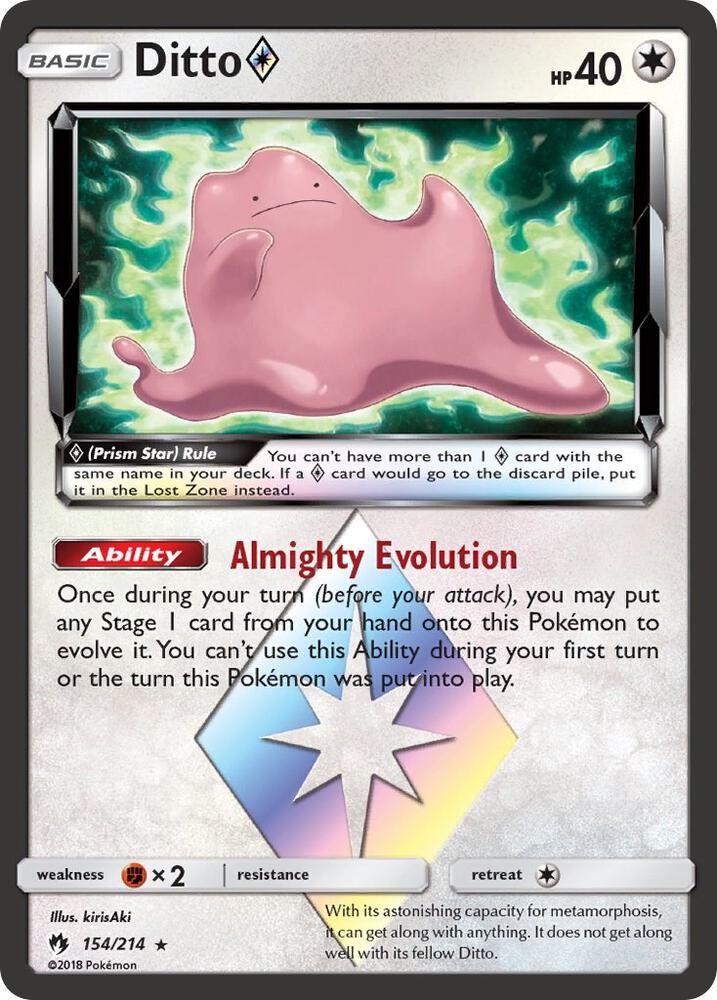 Ditto Prism Star 154/214 (SM - Lost Thunder)  - Holofoil | Good Games Morley