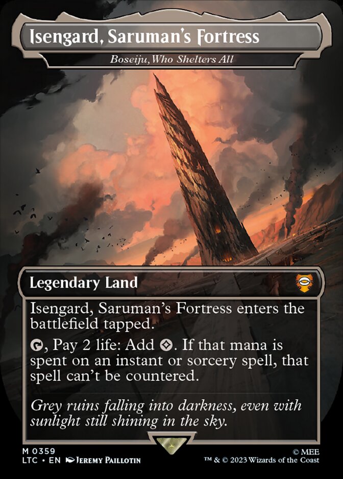 Isengard, Saruman's Fortress // Boseiju, Who Shelters All 359 (Commander: The Lord of the Rings: Tales of Middle-earth)  - Borderless Foil | Good Games Morley