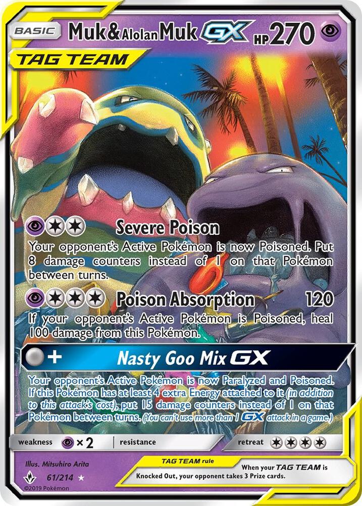 Muk & Alolan Muk GX 61/214 (SM - Unbroken Bonds)  - Holofoil | Good Games Morley