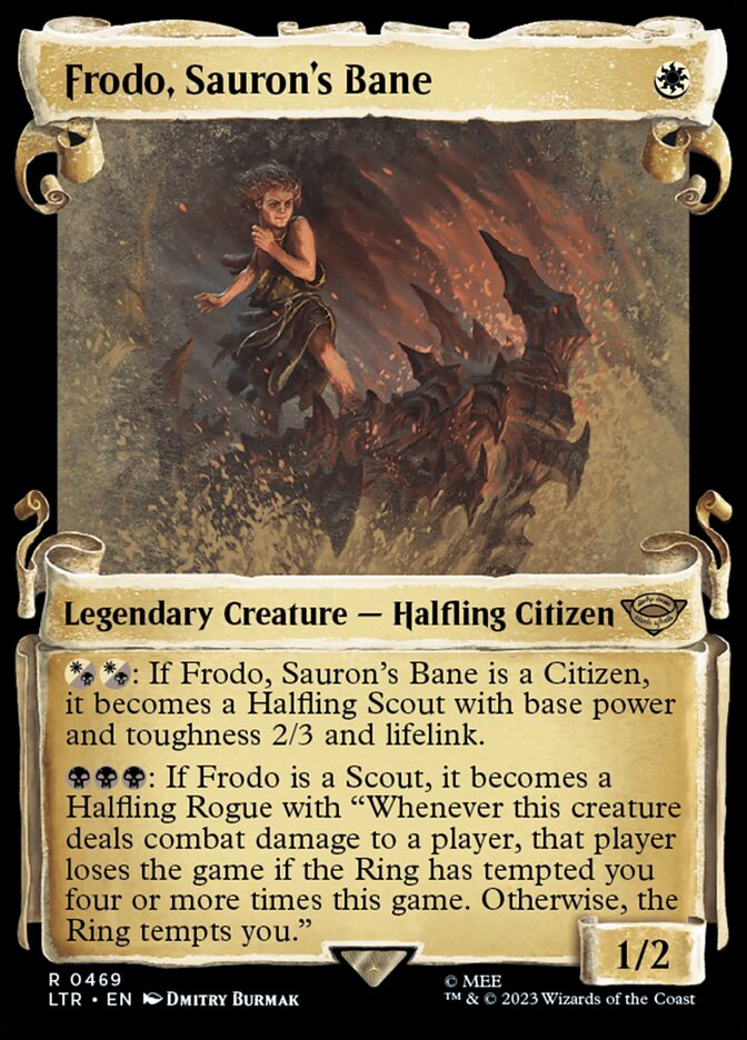 Frodo, Sauron's Bane 469 (Universes Beyond: The Lord of the Rings: Tales of Middle-earth)  - Showcase Scroll Foil | Good Games Morley