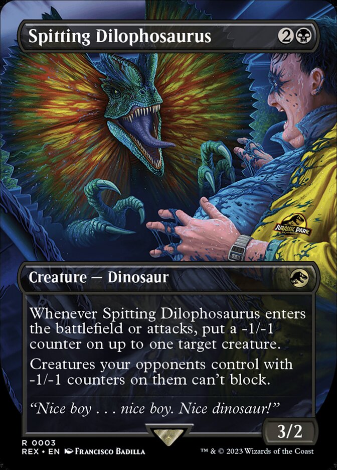 Spitting Dilophosaurus Borderless 3 (Universes Beyond: Jurassic World Collection)  - Borderless Foil | Good Games Morley
