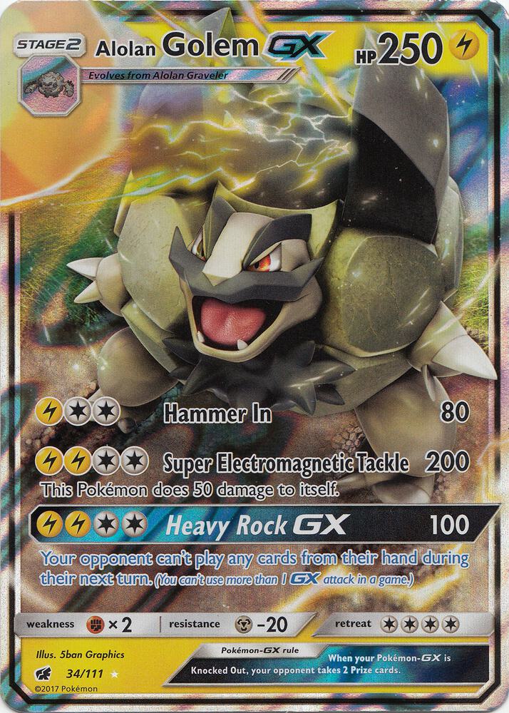Alolan Golem GX 34/111 (SM - Crimson Invasion)  - Holofoil | Good Games Morley